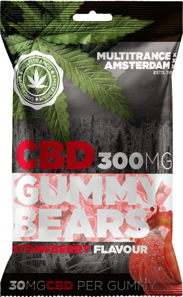 CBD gumeni medvjedići s okusom jagode (300 mg), 100 g