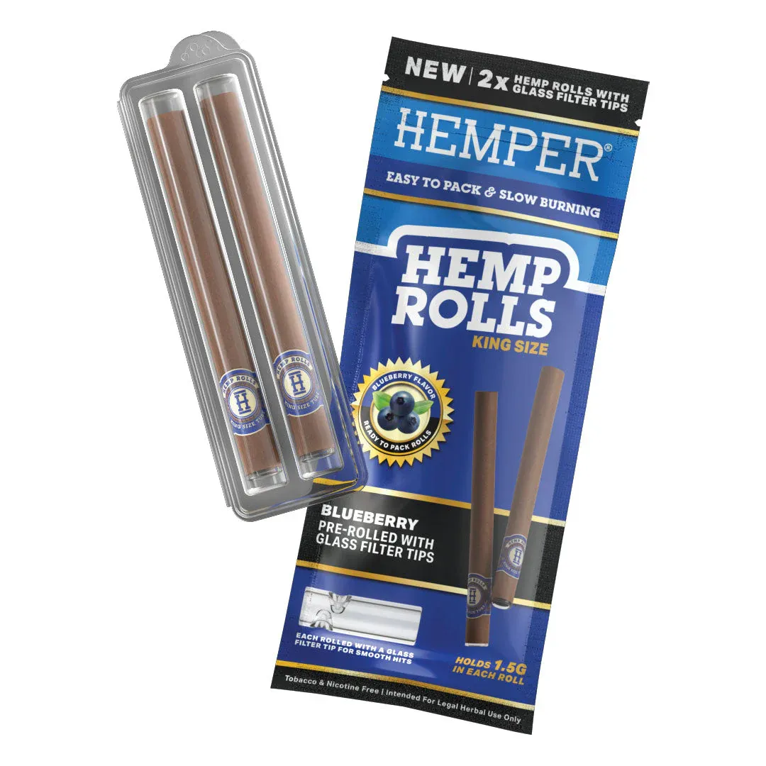 HEMPER King Size Rolls + Stakleni Vrh 2pk - Borovnica