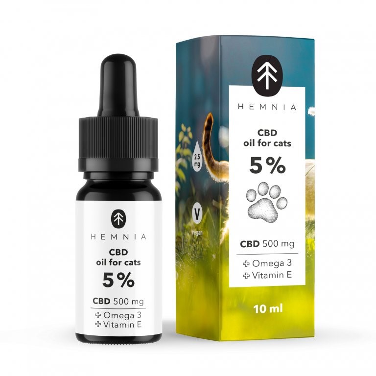 Hemnia CBD-öljy kissoille 5 %, 500 mg, 10 ml