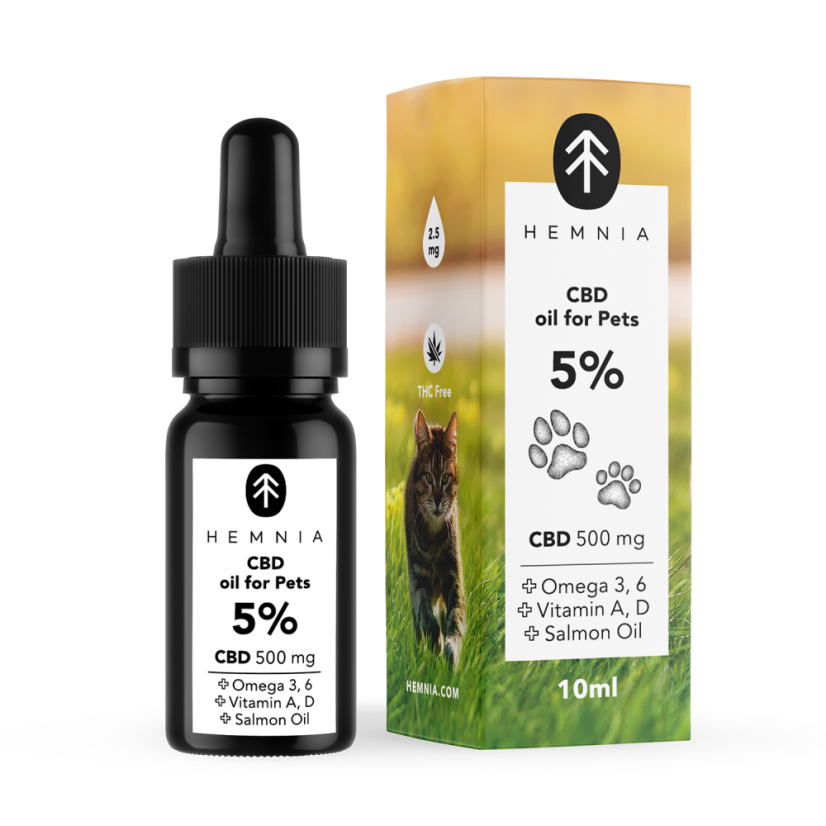 Hemnia CBD v lososovom oleji pre zvieratá - 5 % CBD, 500 mg, 10 ml