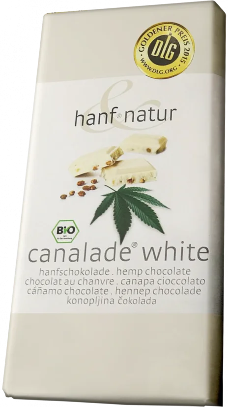 Canalade Bio Weiße Schokolade mit Hanf - Karton (10 Riegel), 1000 g Canalade Bio Weiße Schokolade mit Hanf - Karton (10 Riegel), 1000 g