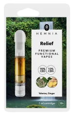 Hemnia Alivio de cartucho - 90 % CBD, 10 % CBN, valeriana, jengibre, 1 ml