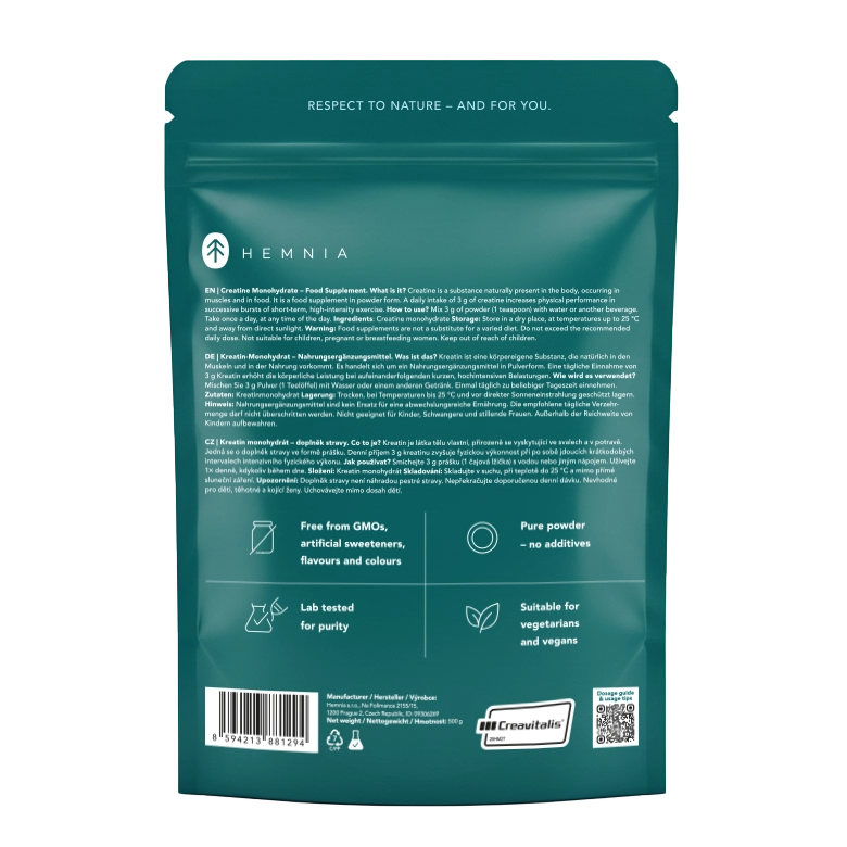 Hemnia Creatine Monohydrate Creavitalis®, 500 g