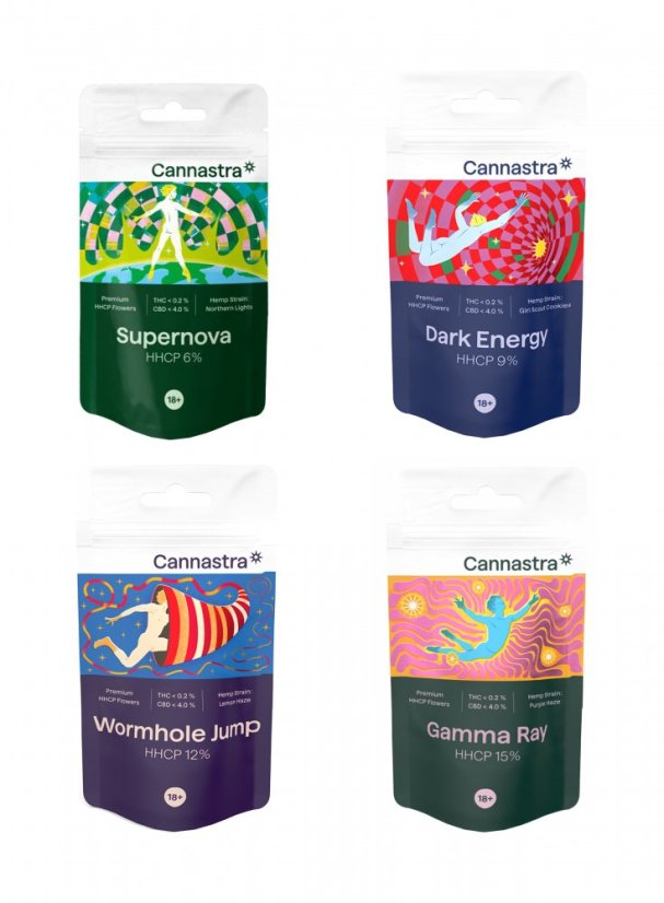 Cannastra HHCP kukkanippu 6-15%, All in One Set - 4 x 1g - 100g