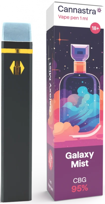 Cannastra CBG Kertakäyttöinen Vape Pen Galaxy Mist, CBG 95 %, 1 ml