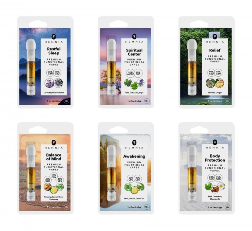 Hemnia Toiminnalliset CBD-patruunat, kaikki yhdessä -sarja - 8 makua x 1 ml