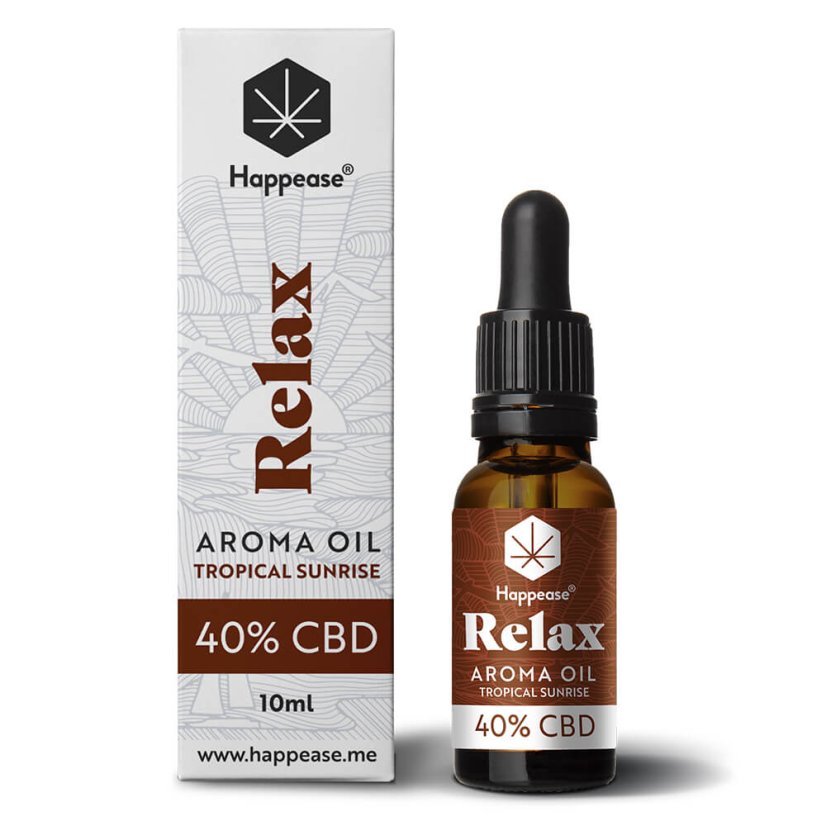 Happease Relax CBD-öljy Tropical Sunrise, 40 % CBD, 4000 mg, 10 ml