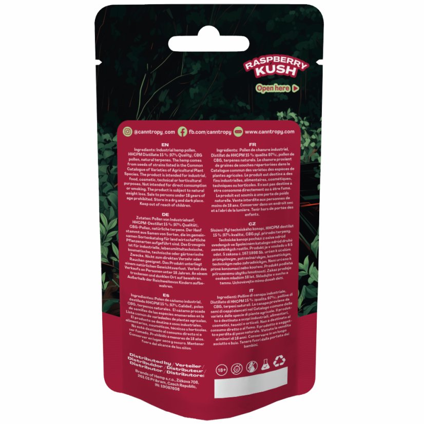 Canntropy HHCPM Hash Raspberry Kush, HHCPM 97% laatu, 1g - 100g