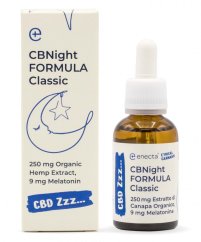 Enecta CBNight Formula Klasický konopný olej s melatonínom, 250 mg organic konopný extrakt, 30 ml