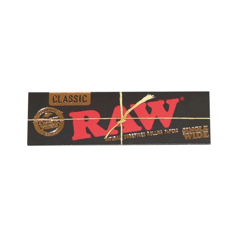 RAW Black Classic Single Wide Rolling Papers - natural unrefined rolling papers, 50 leaves