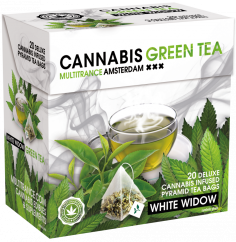 Tè verde alla Cannabis White Widow (scatola da 20 bustine piramidali), 40 g