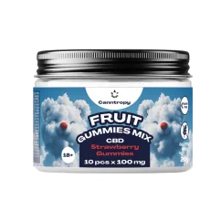 Canntropy CBD-hedelmämansikkakumit, 10 kpl x 100 mg, 1000 mg CBD, 20 g