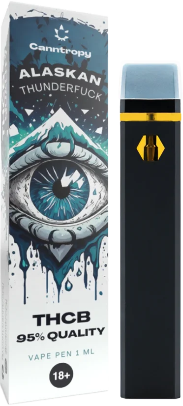 Canntropy THCB Kertakäyttöinen Vape Pen Alaskan Thunderfuck, THCB laatu 95 %, 1 ml