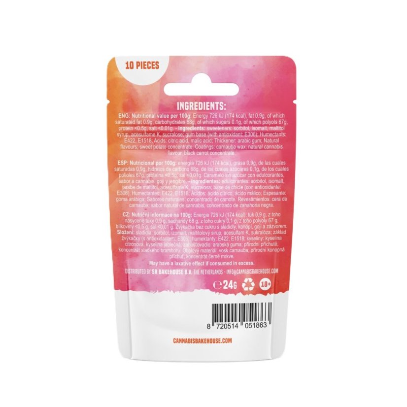 Cannabis Bakehouse Chicle de cannabis, GoJi - Jengibre, 10 uds.Cannabis Bakehouse Chicle de cannabis, GoJi - Jengibre, 10 uds., 50 g