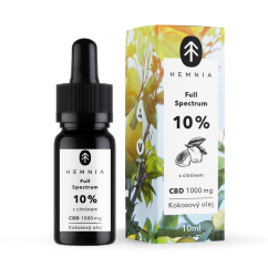 Hemnia Aceite de coco CBD MCT de espectro completo 10%, 1000mg, 10ml, Limón