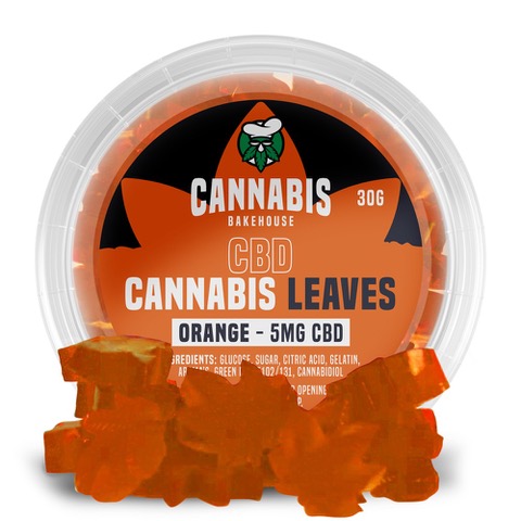 Cannabis Bakehouse - CBD Gummy Leaves Orange, 18 kpl x 5 mg CBD, 30 g