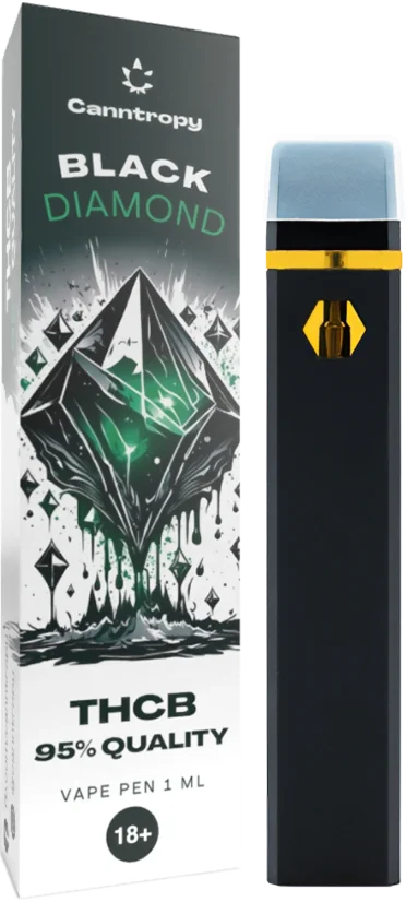 Canntropy THCB Kertakäyttöinen Vape Pen Black Diamond, THCB laatu 95 %, 1 ml