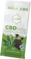 MediCBD Horká čokoláda so slanými karamelovými perlami (100 mg CBD), 15 tyčiniek v kartóne, 1500 g