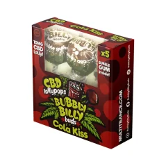 Bubbly Billy Buds 10 mg CBD Cola Kiss Lollies mit Kaugummi darin – Geschenkbox (5 Lollies), 100 g