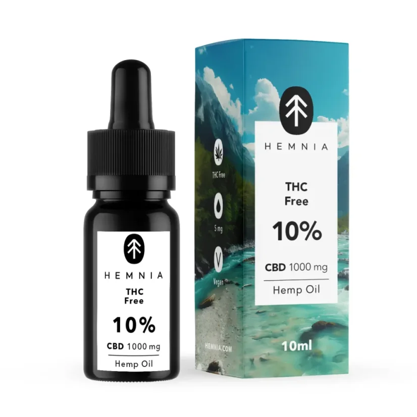 Hemnia CBD-öljy, 10 % THC-vapaa, 1000 mg, 10 ml