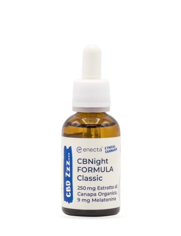Enecta CBNight Formula Klasický konopný olej s melatonínom, 250 mg organic konopný extrakt, 30 ml