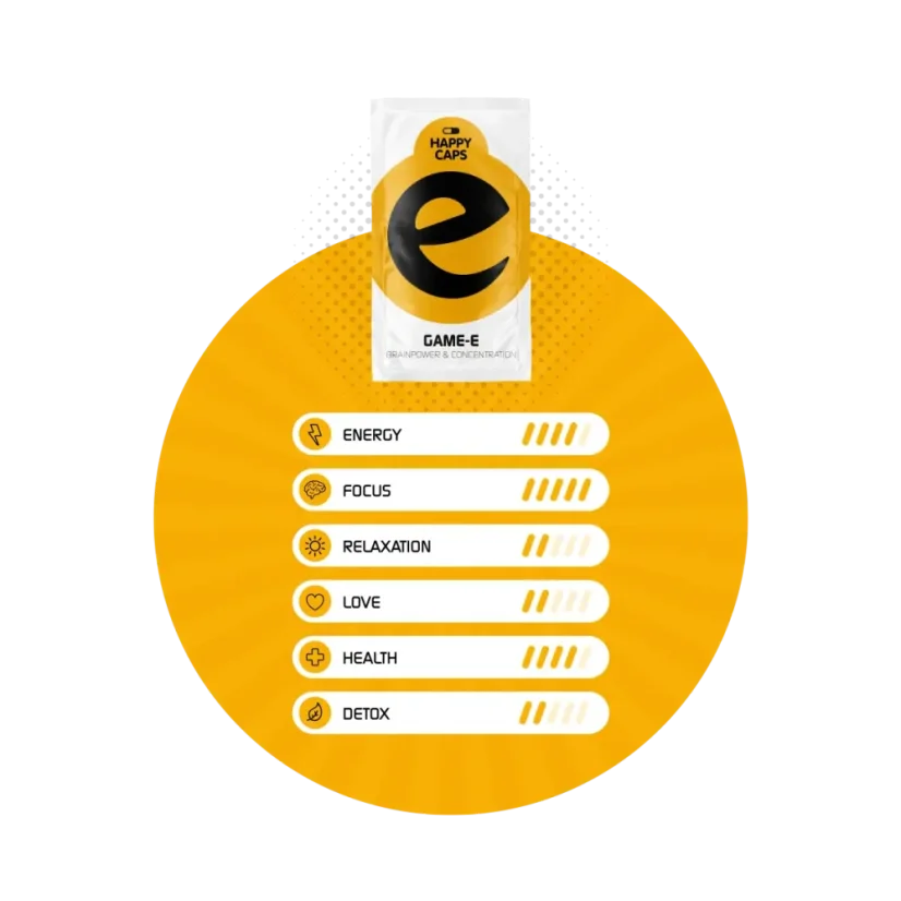 Happy Caps Game E - Aivovoima- ja keskittymiskapselit, 4 g