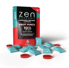Zen CBD THC+ Gummies Fruit Punch Indica, 10 kpl, 200 mg, 60 g
