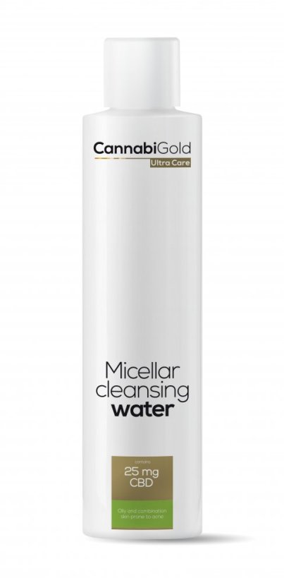 CannabiGold Micelārs eļļaini ādas tīrīšanas ūdens CBD 25 mg, 200 ml
