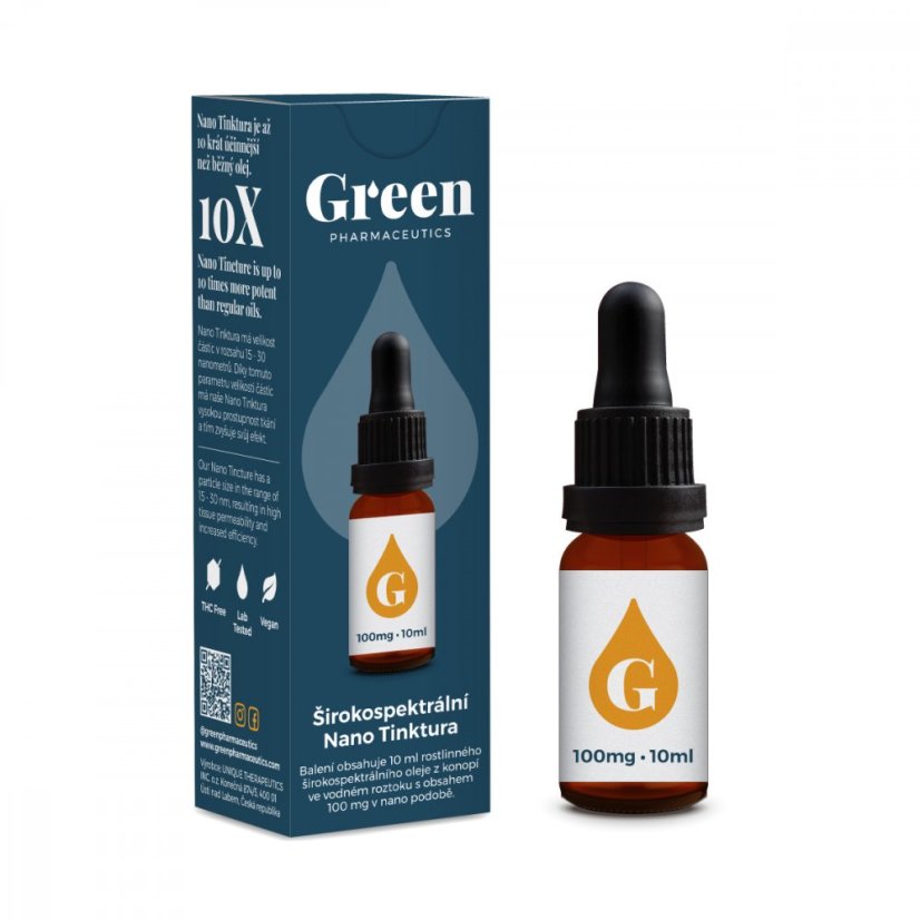 Green Pharmaceutics laaja kirjo NANO tinktuura, 100 mg CBD, 10 ml