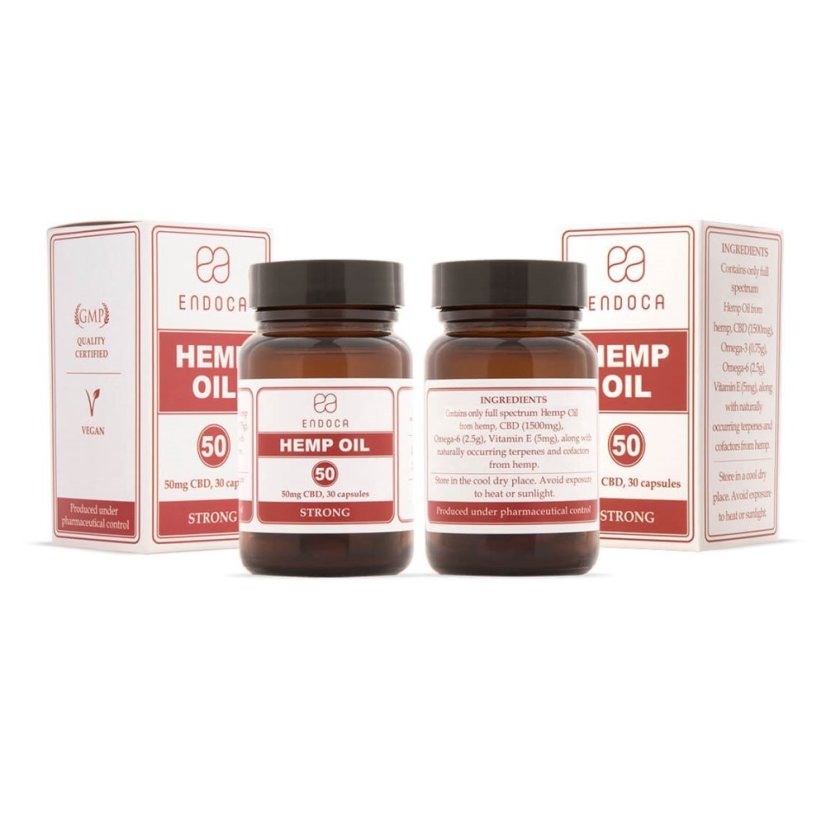 Endoca Kanapių aliejaus kapsulės 1500 mg CBD, 30 vnt.