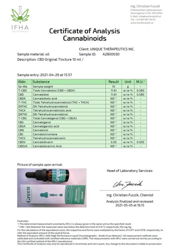Green Pharmaceutics CBD alkuperäinen tinktuura - 10%, 1000 mg, 10 ml