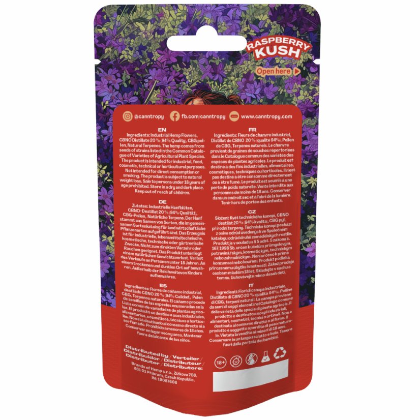 Canntropy CBNO Flower Raspberry Kush, CBNO 94% laatua, 1 g - 100 g