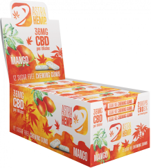 Žuvacia guma Astra Hemp Mango (36 mg CBD), 24 škatúľ na displeji, 408 g