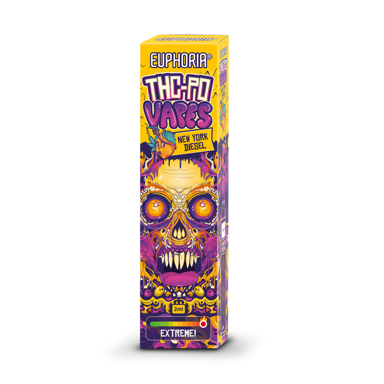 Euphoria THCPO Kertakäyttöinen Vape Pen New York Diesel, 90 % THCPO, 2 ml
