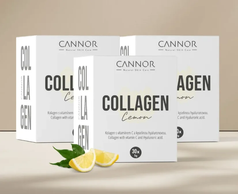 Cannor Kolagén s kyselinou hyalurónovou, citrón, kúra na 3 mesiace, 3×30 vrecúšok, 450 g