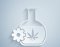 Chemical tube with laboratory HHCH oil and cannabis leaf icon 