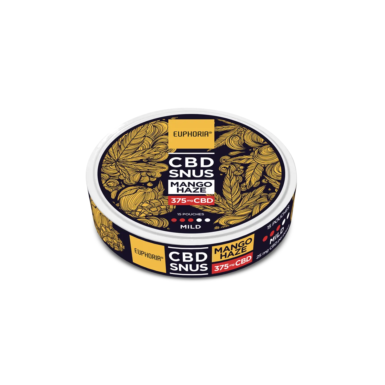 Euphoria CBD SNUS マンゴーヘイズ、CBD、375 mg (15 x 25 mg)