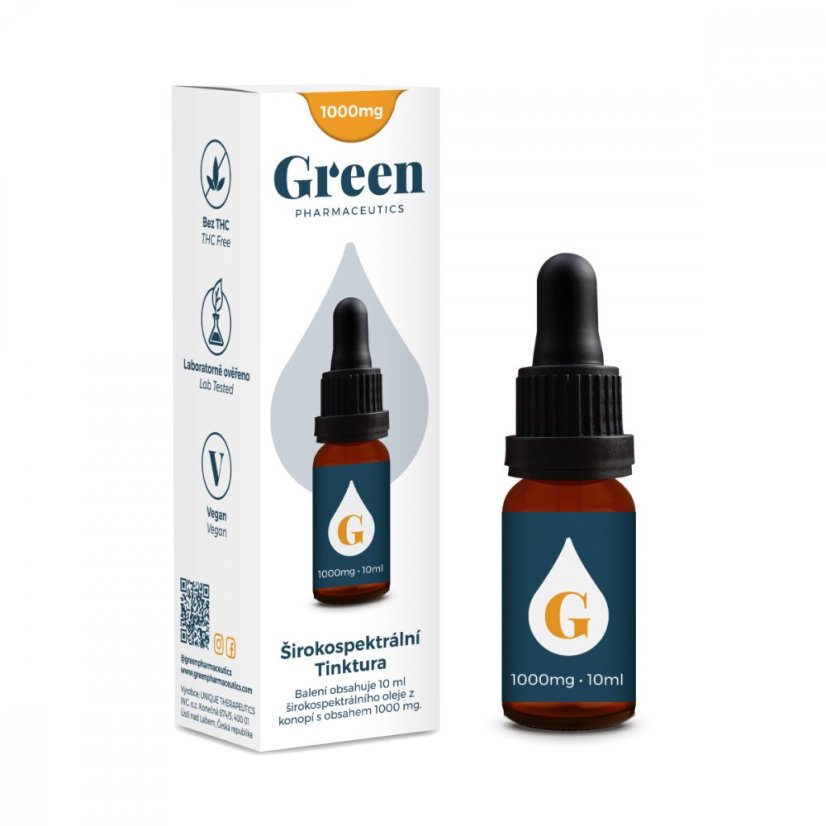 Green Pharmaceutics Amplio espectro tintura, 10 %, 1000 mg CDB, 10 ml
