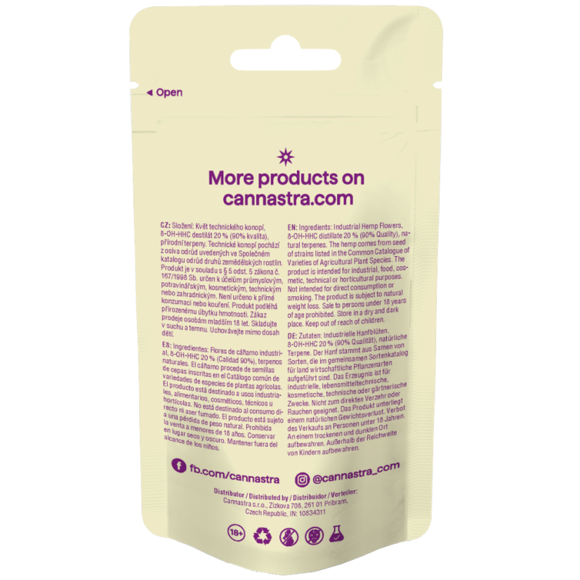 Cannastra 8-OH-HHC Flower Purple Boom 90 % laatu, 1 g - 100 g