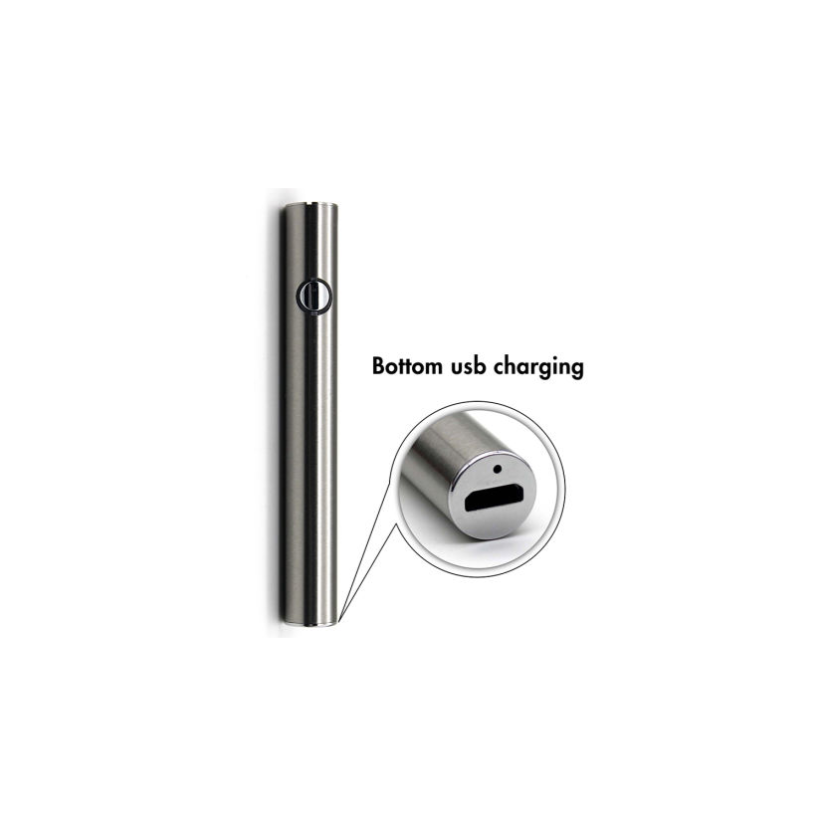 Batéria pre CBD kazetu, 380 mAh, 510 závit, USB nabíjačka, strieborná