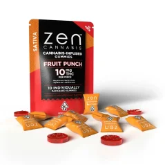 Zen CBD THC+ Gummies Fruit Punch Sativa, 10 kpl, 200 mg, 60 g