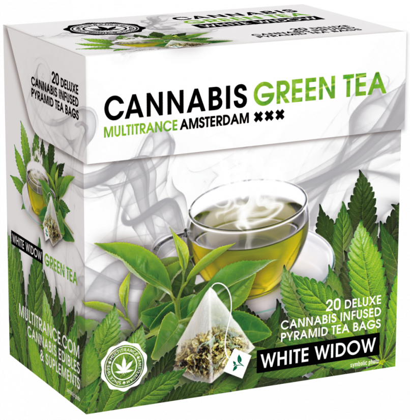 Tè verde alla Cannabis White Widow (scatola da 20 bustine piramidali), 40 g