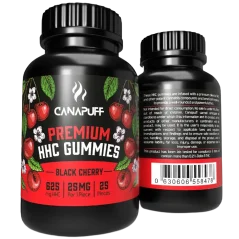 CanaPuff HHC Gummies Cireșe negre, 20 buc x 25 mg, 500 mg, 70 g