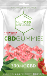 MediCBD Mansikanmakuiset CBD-kumikarhut (300 mg), 40 pussia laatikossa, 4000 g