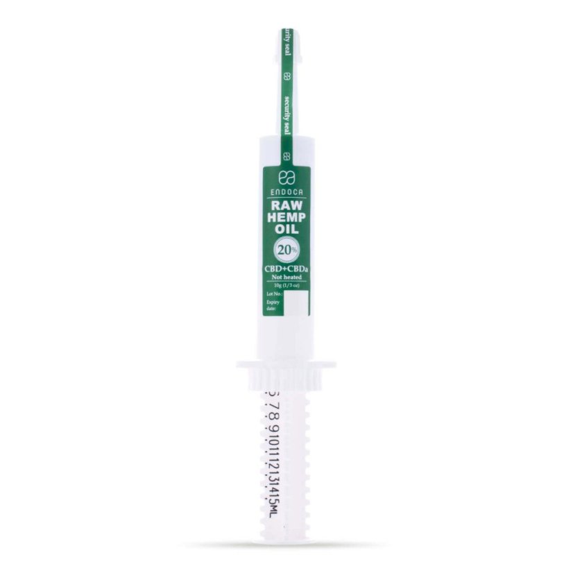 Endoca RAW Hemp Oil Extract 2000 mg CBD + CBDa (20%), 10 g syringe