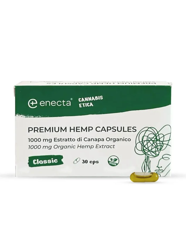 Enecta Premium Hemp Kapsule, 1000 mg organic izvleček konoplje, 30 kapsul, 15 g