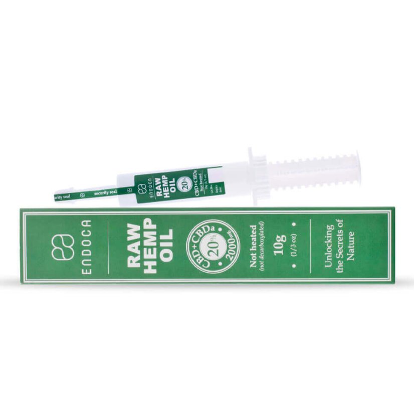 Endoca RAW Hemp Oil Extract 2000 mg CBD + CBDa (20%), 10 g syringe