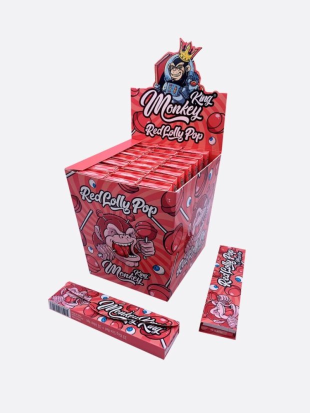 Monkey King Papieriky na rolovanie s filtračnými hrotmi (vôňa červeného lízanky)