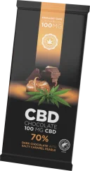 CBD tume šokolaad soolaste karamellipärlitega (100 mg CBD), 15 tahvlit karbis, 1200 g