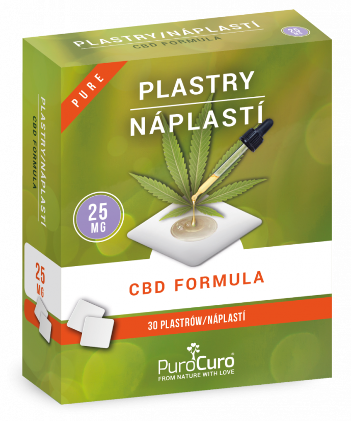 PuroCuro 25mg Hampun CBD Formula Patches, 30 kpl, 750mg
